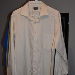 Men's Cream Van Heusen Business Long-Sleeve Button-down